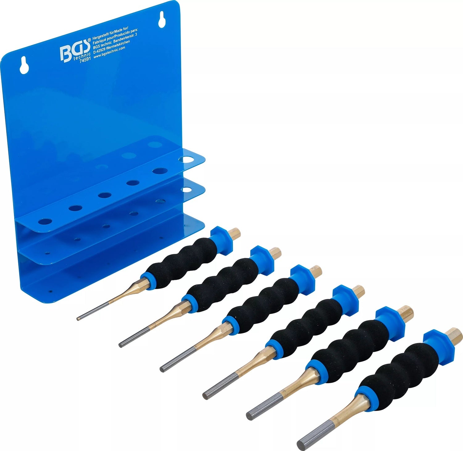 BGS 74591 Satz Splintentreiber mit Handschutz Länge 180mm Ø3 - 8mm 6 teilig Durchschläger