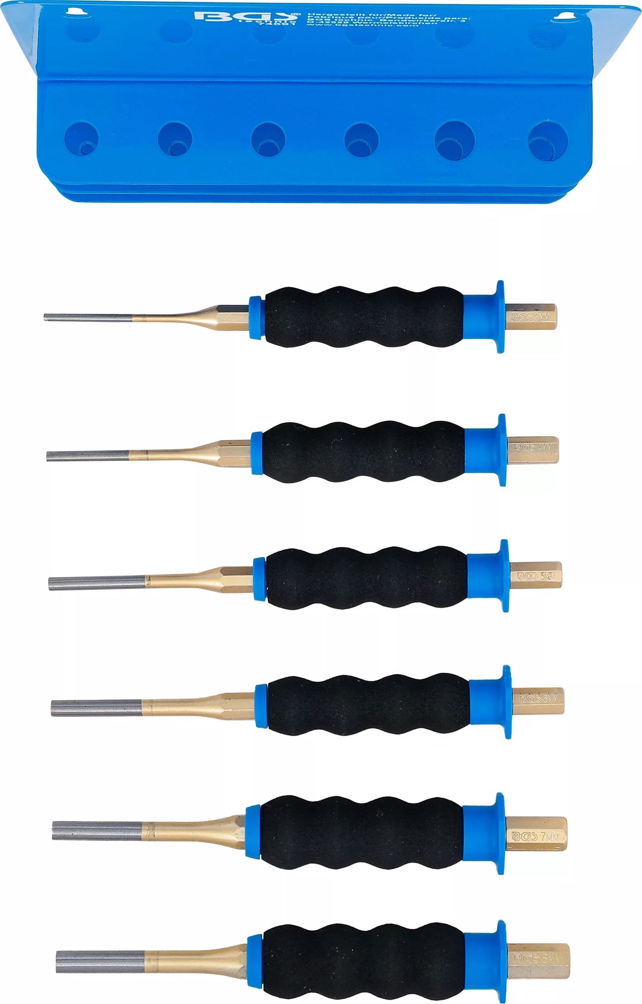 BGS 74591 Satz Splintentreiber mit Handschutz Länge 180mm Ø3 - 8mm 6 teilig Durchschläger