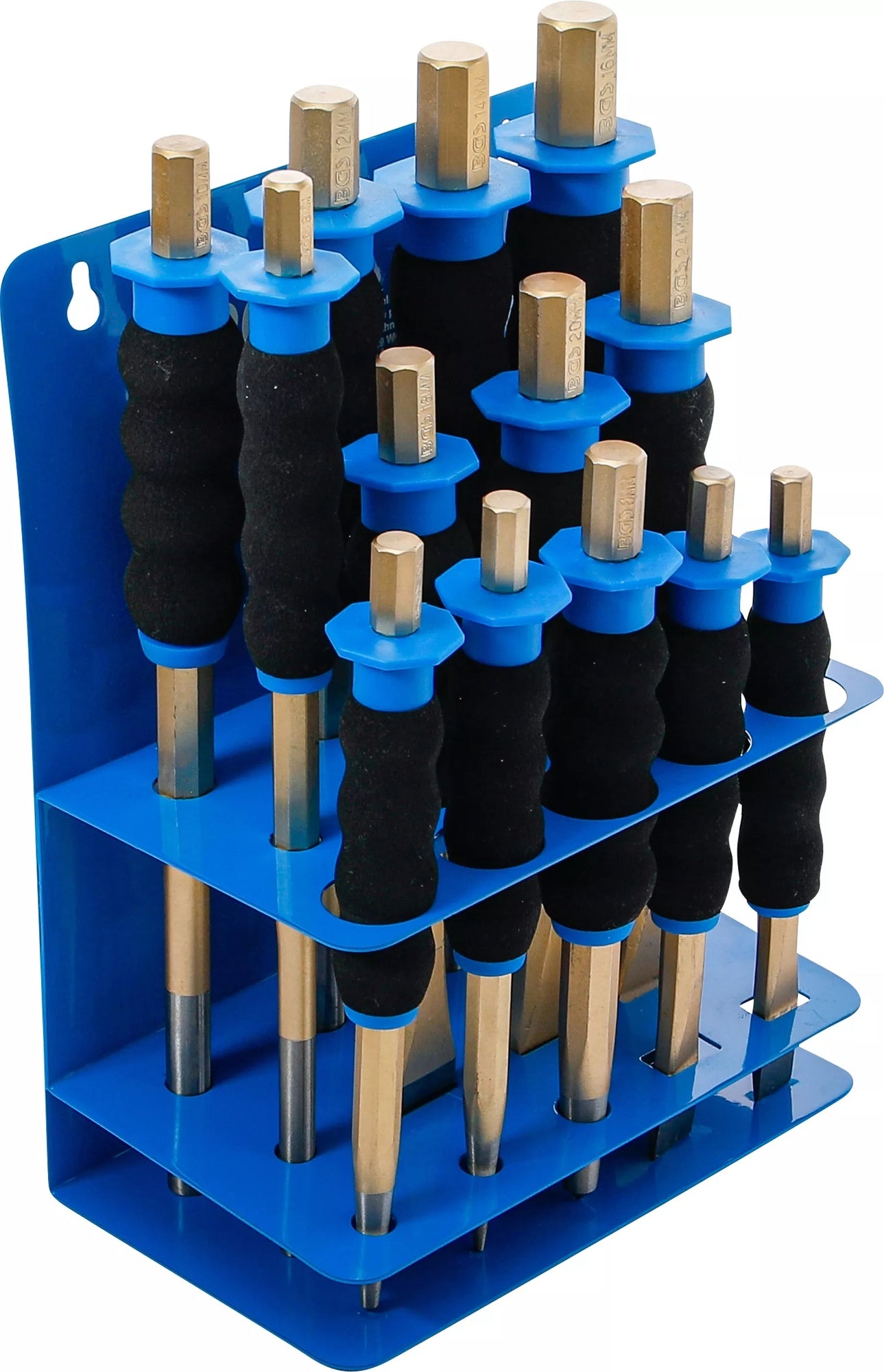 BGS 74596 Satz Splintentreiber Flachmeißel Körner mit Handschutz 13 teilig