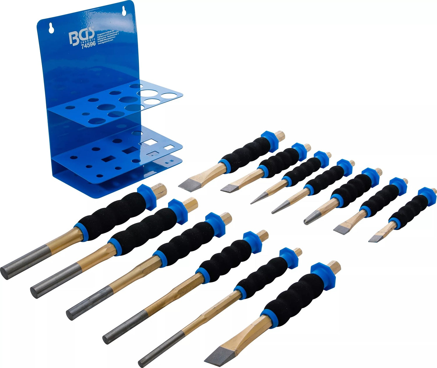 BGS 74596 Satz Splintentreiber Flachmeißel Körner mit Handschutz 13 teilig