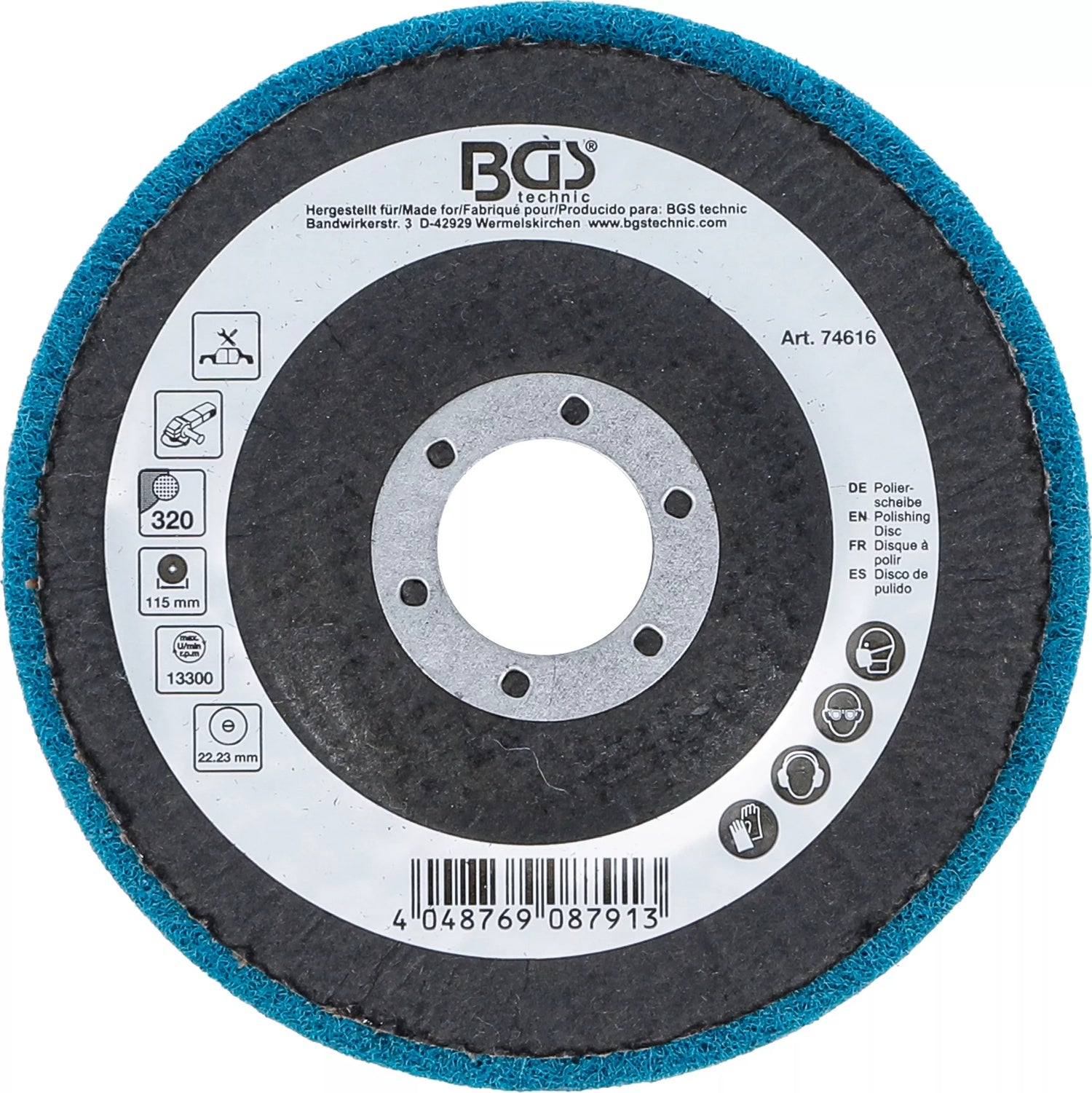 BGS 74616 Polierscheibe Aluminiumoxid Ø115mm Körnung 320