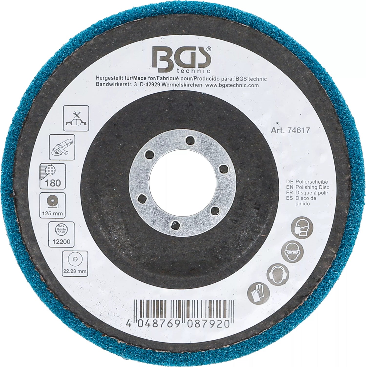 BGS 74617 Polierscheibe Aluminiumoxid Ø125mm Körnung 180