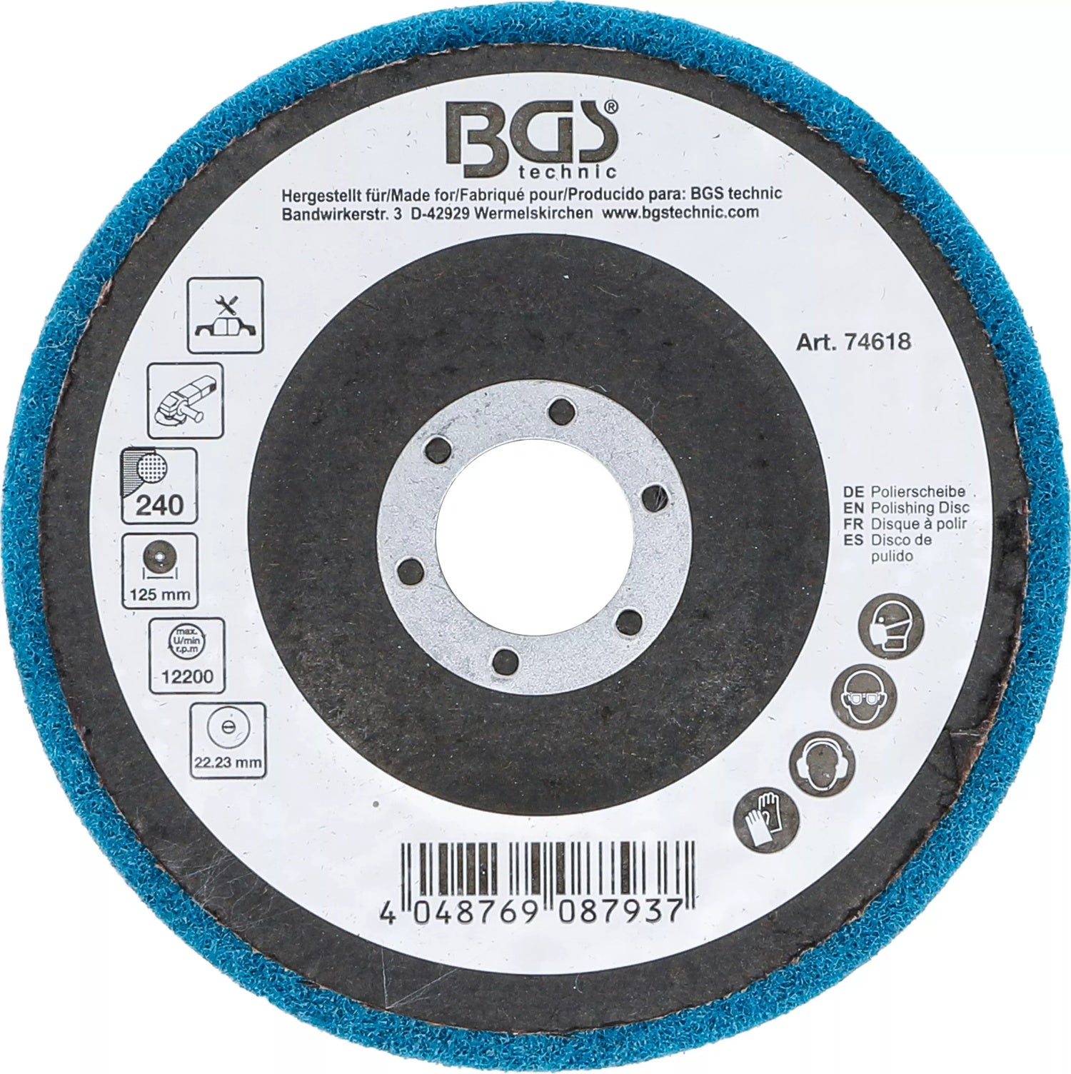 BGS 74618 Polierscheibe Aluminiumoxid Ø125mm Körnung 240