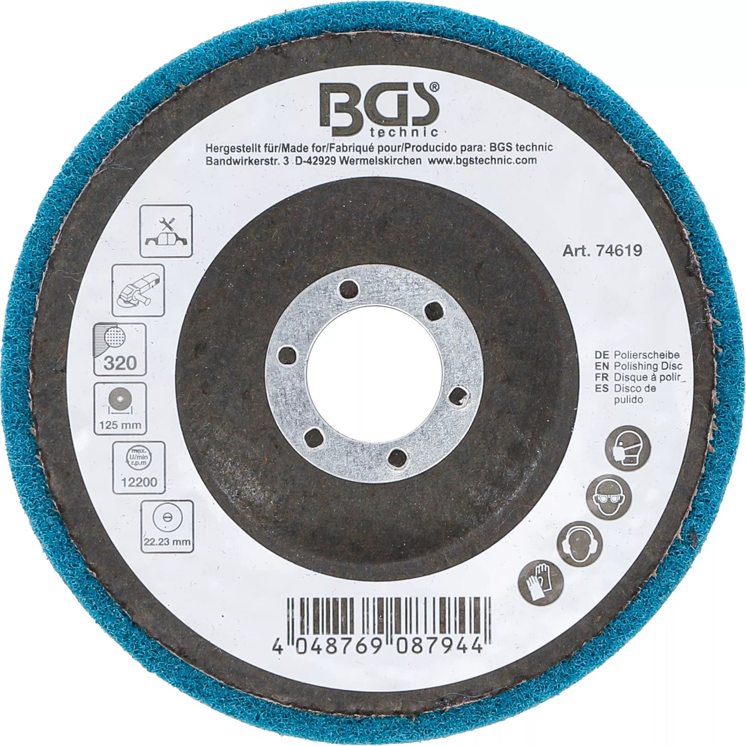 BGS 74619 Polierscheibe Aluminiumoxid Ø125mm Körnung 320