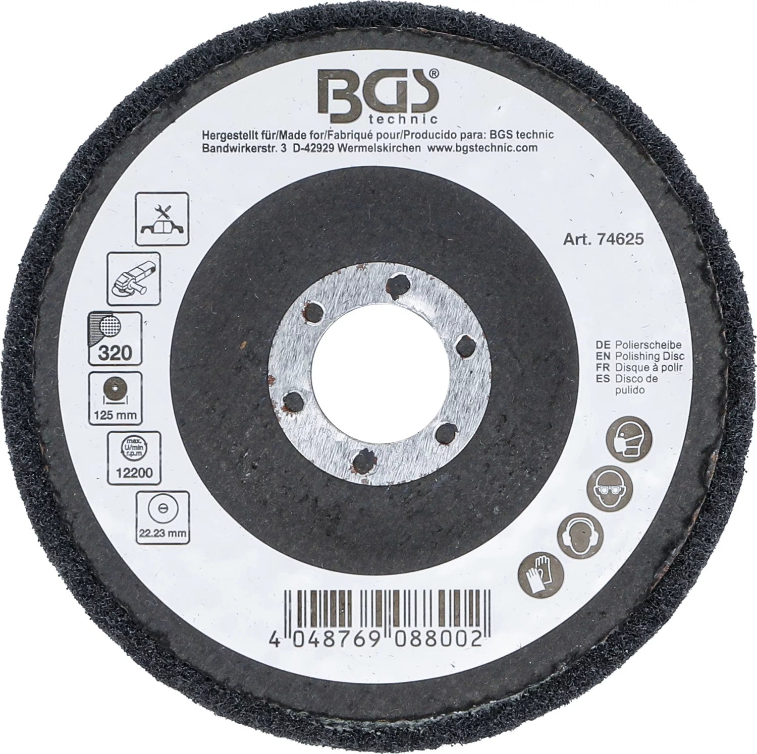 BGS 74625 Polierscheibe Siliziumkarbid Ø125mm Körnung 320