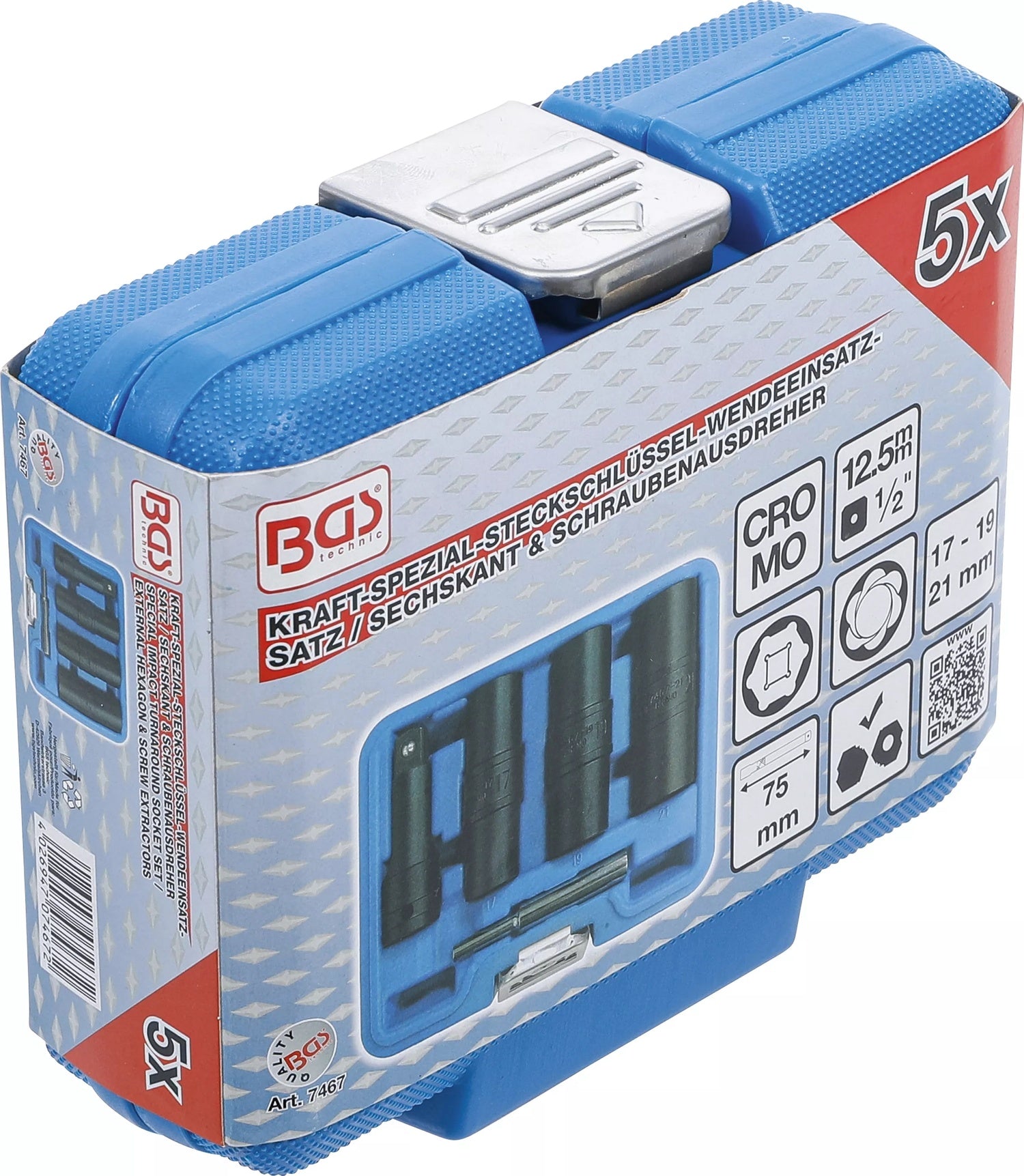 BGS 7467 Satz Wendeeinsätze Kraft Spezial Steckschlüssel Sechskant & Schraubendreher 12,5mm (1/2")