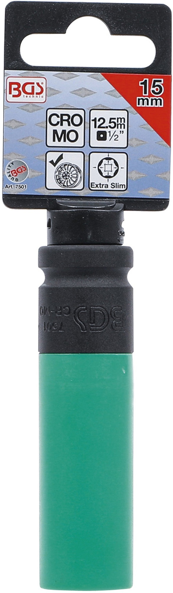 BGS 7501 Kraft-Schoneinsatz Ultra Slim Innenvierkant 12,5mm (1/2") SW 15mm