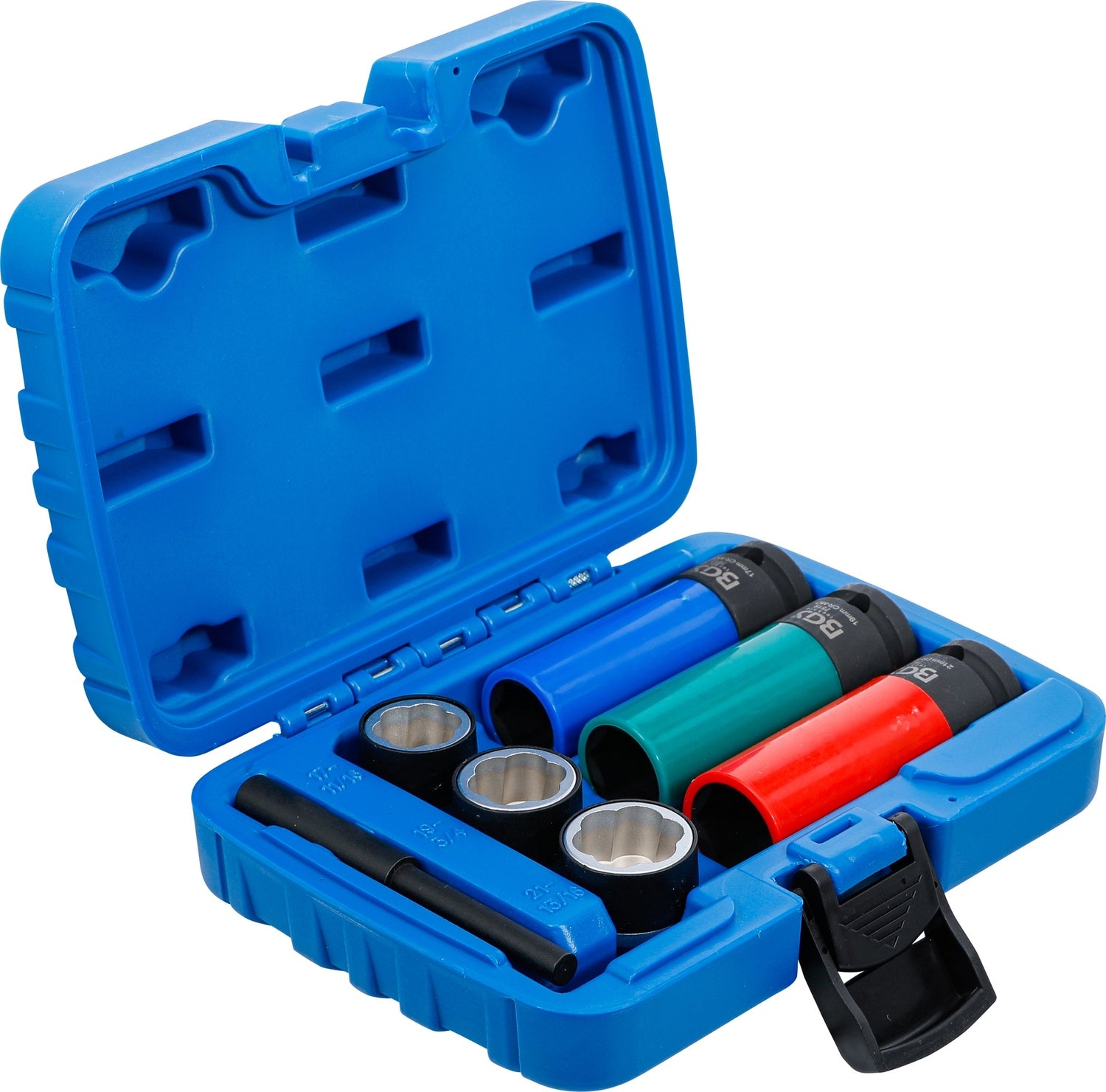 BGS 7510 Satz Spiralprofil Steckschlüsseleinsatz Schraubenausdreher Kraft Schoneinsatz Innenvierkant 12,5mm (1/2") SW 17 19 21mm