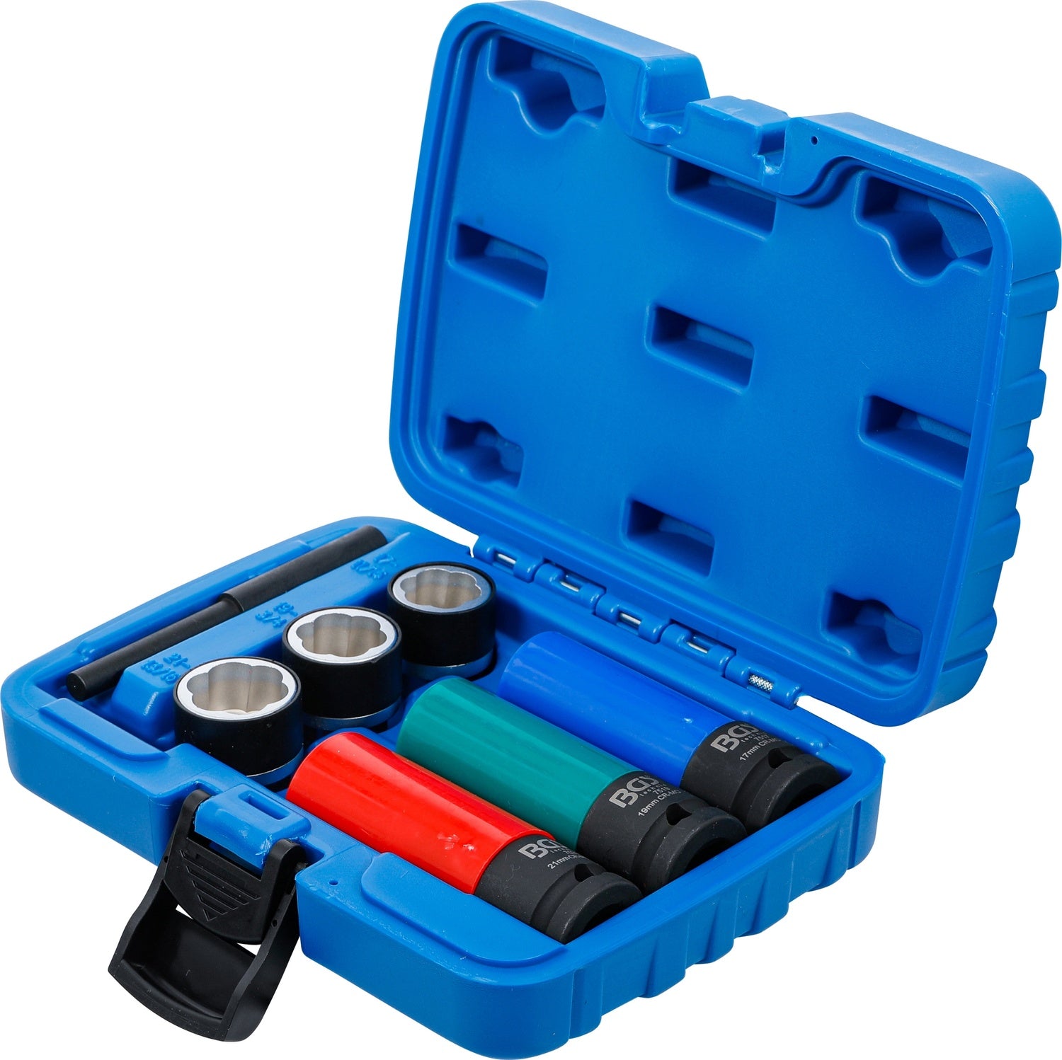 BGS 7510 Satz Spiralprofil Steckschlüsseleinsatz Schraubenausdreher Kraft Schoneinsatz Innenvierkant 12,5mm (1/2") SW 17 19 21mm