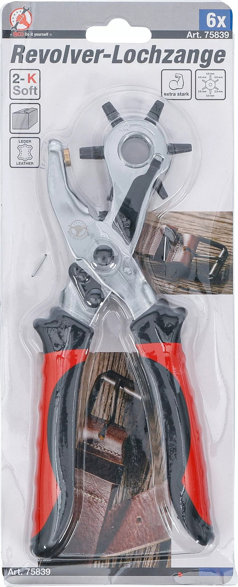 BGS DIY 75839 Revolverlochzange schwere Ausführung Lochpfeifenkranz Ø 2mm - 4,5mm