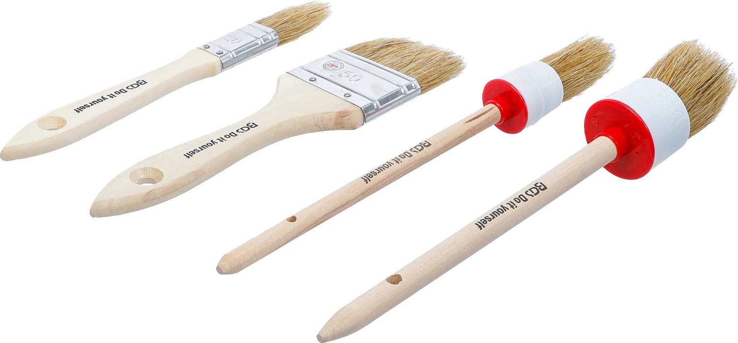 BGS DIY 76525 Pinselsatz Ringpinsel Flachpinsel Borstenpinsel 4 teilig