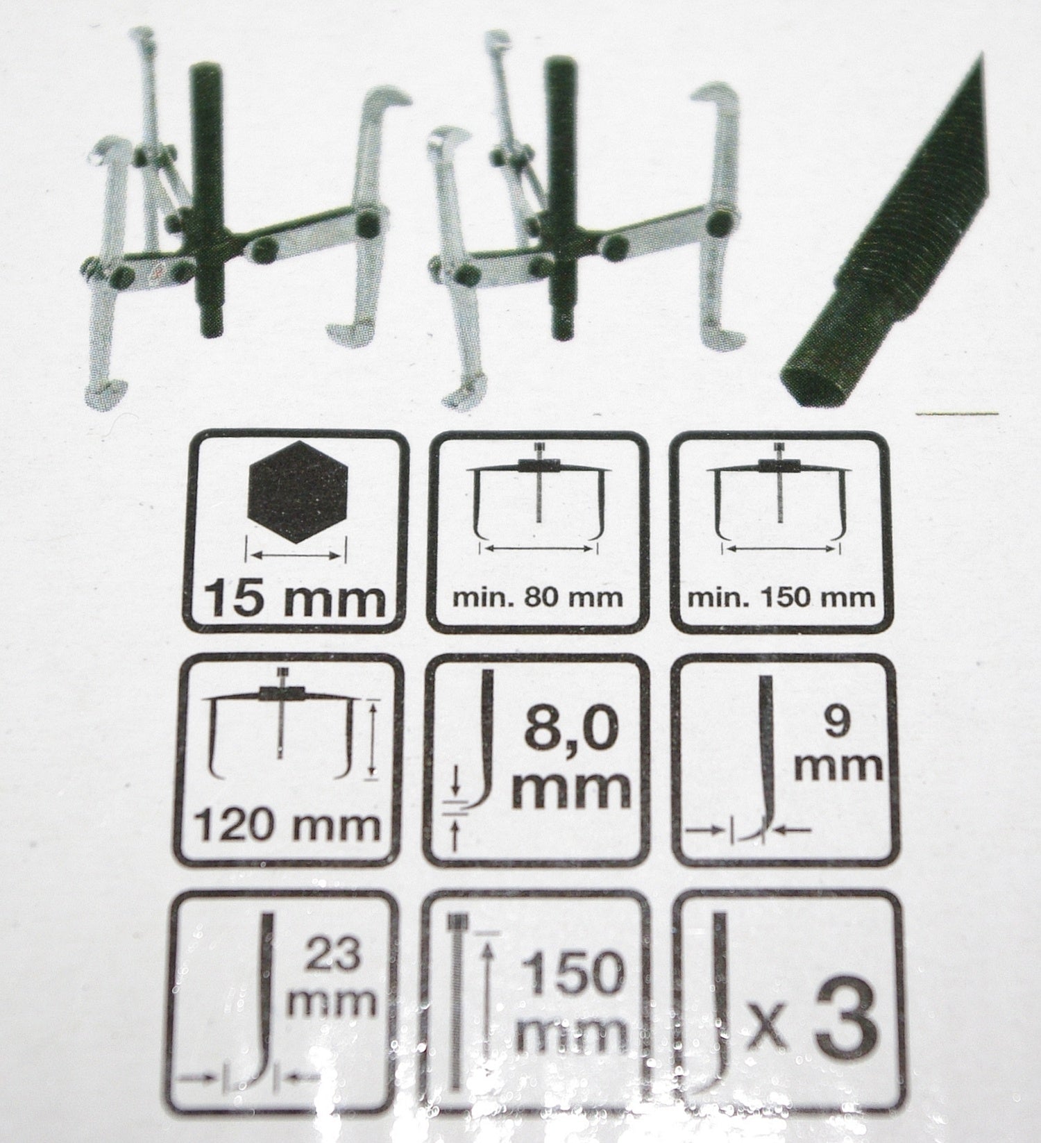BGS DIY 7730 Satz Abzieher 2-armig & 3-armig 75 / 100 / 150mm 3 teilig