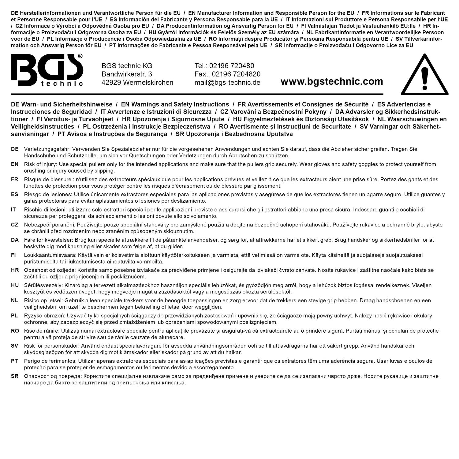 BGS 7752 Satz Abzieher für Lenkräder 87 & 153mm 8 teilig