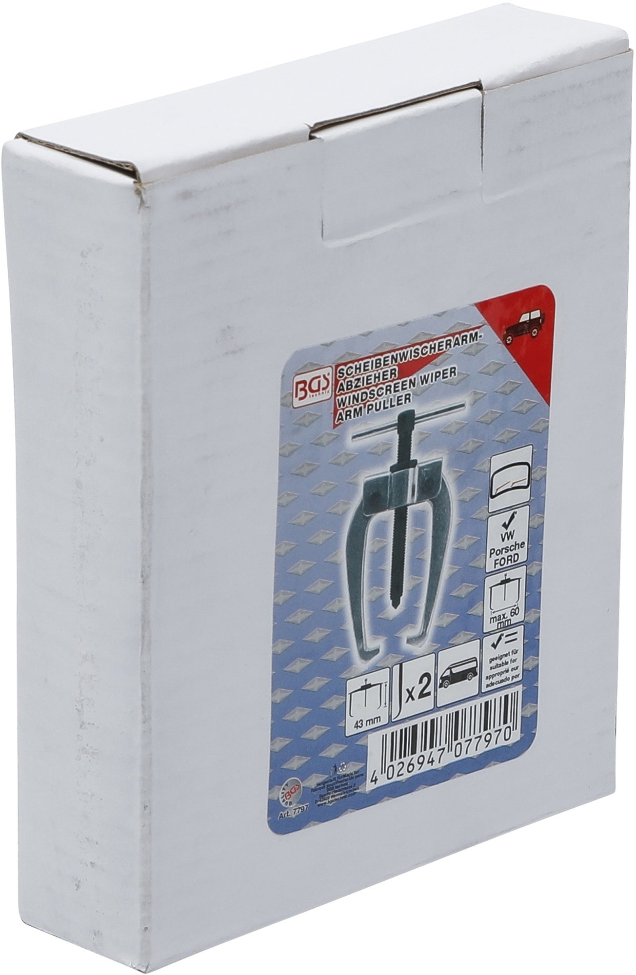 BGS 7797 Abzieher für Scheibenwischerarm von Porsche VW maximale Abziehbreite 60mm