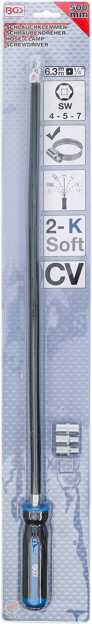 BGS 7824 Set Schraubendreher für Schlauchklemmen 6,3mm (1/4") 500mm
