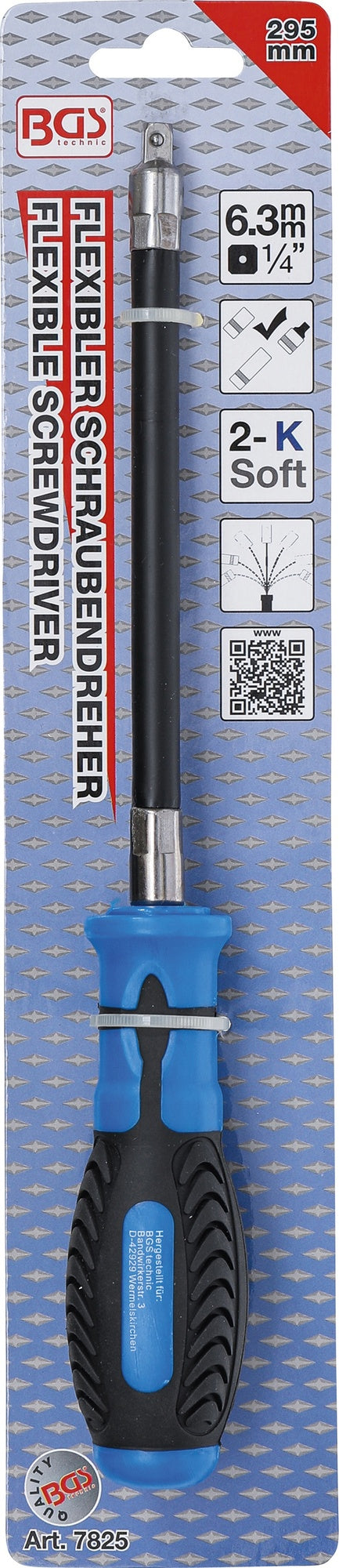 BGS 7825 Schraubendreher mit flexiblem Rundgriff Außenvierkant 6,3mm (1/4") Länge 275mm