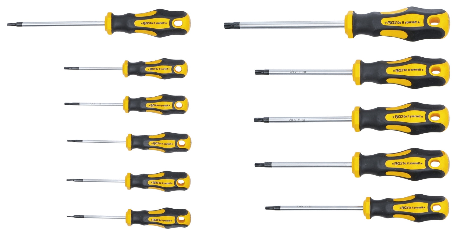 BGS DIY 7845 Satz TORX Schraubendreher T-Profil mit Stirnlochbohrung T6-T40
