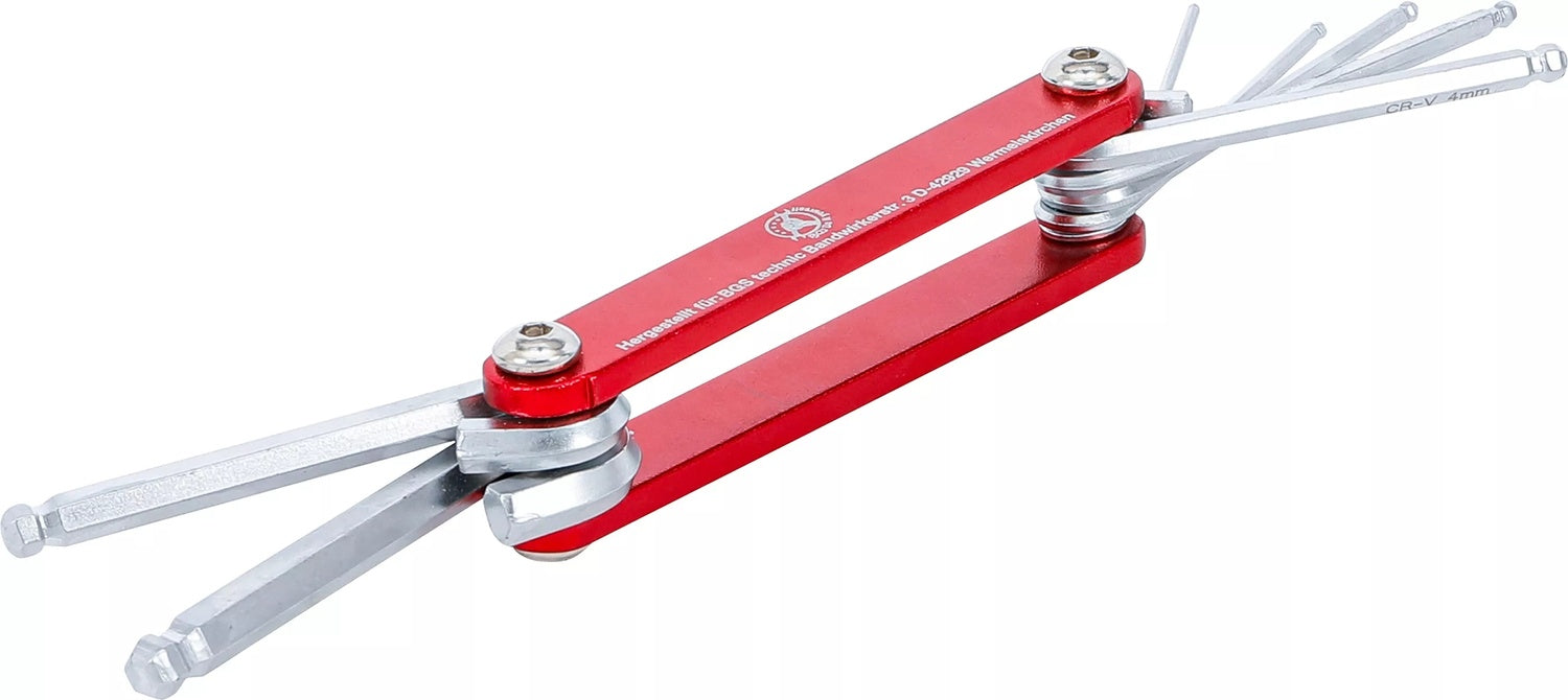 BGS DIY 7847 Satz Klappschlüssel Innensechskant mit Kugelkopf 1,5 - 6mm 7 teilig