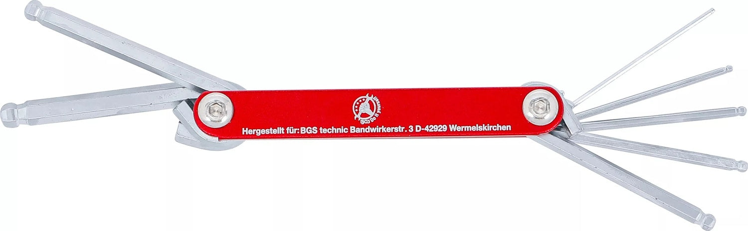 BGS DIY 7847 Satz Klappschlüssel Innensechskant mit Kugelkopf 1,5 - 6mm 7 teilig