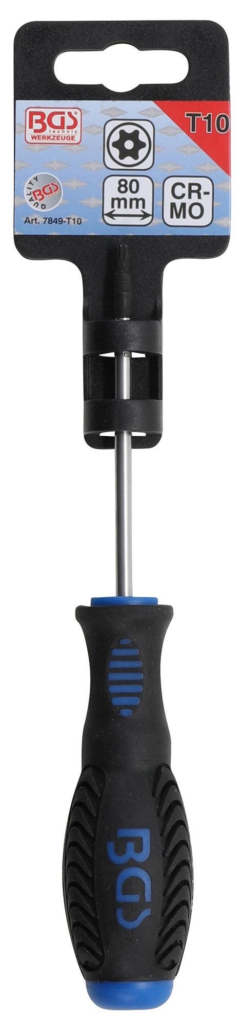 BGS 7849-T10 Schraubendreher Abtrieb T-Profil (für Torx) mit Bohrung Klingenlänge 80mm