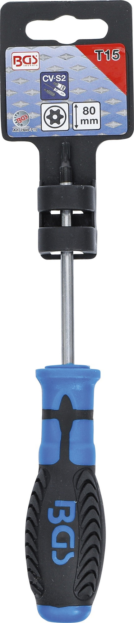 BGS 7849-T15 Schraubendreher Abtrieb T-Profil (für Torx) mit Bohrung Klingenlänge 80mm