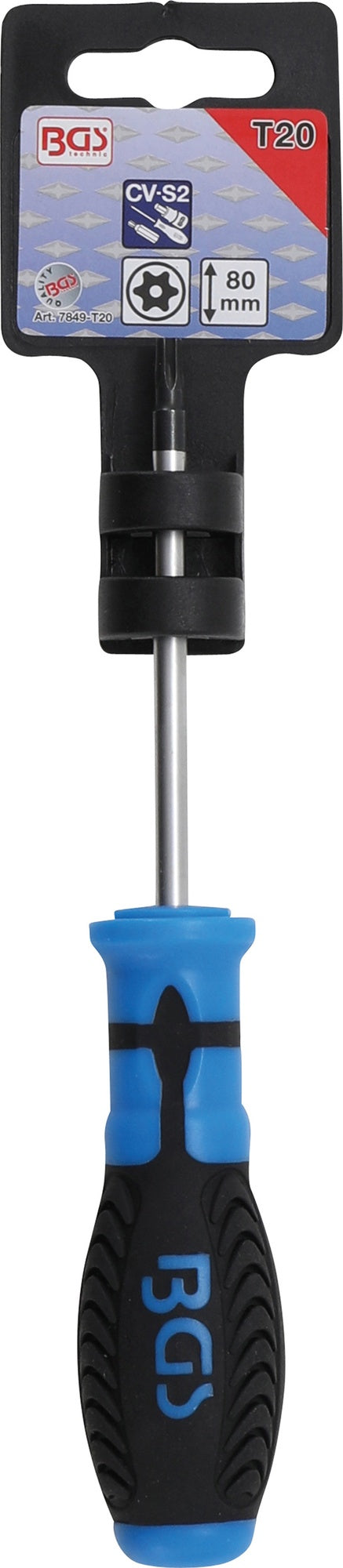 BGS 7849-T20 Schraubendreher Abtrieb T-Profil (für Torx) mit Bohrung Klingenlänge 80mm