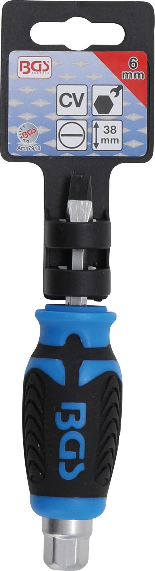 BGS 7918 Schraubendreher mit Außensechskant Abtrieb Schlitz 6mm Klingenlänge 38mm