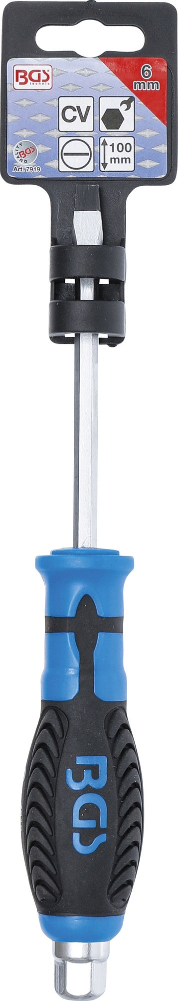 BGS 7919 Schraubendreher mit Außensechskant Abtrieb Schlitz 6mm Klingenlänge 100mm