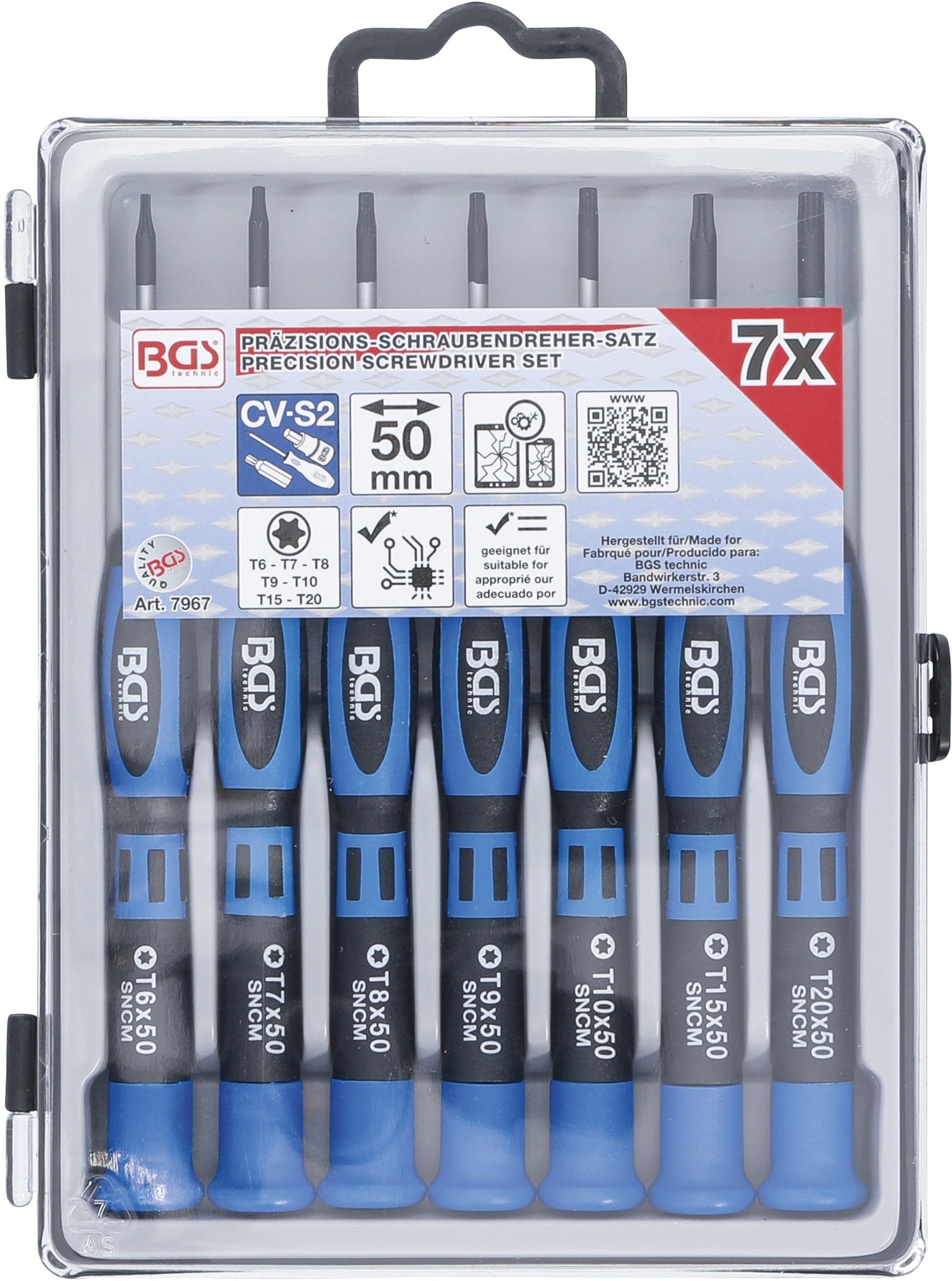 BGS 7967 Satz Präzisions Torx Schraubendreher T-Profil 7 teilig