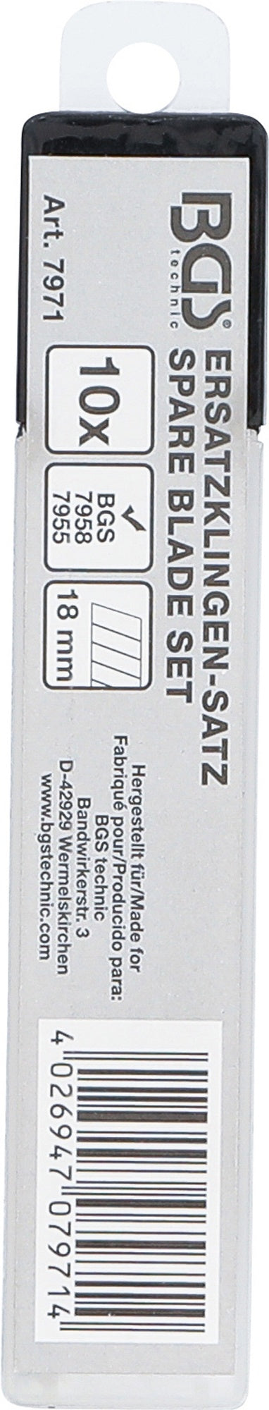 BGS 7971 Satz Ersatzklingen Klingenbreite 18mm 10 teilig