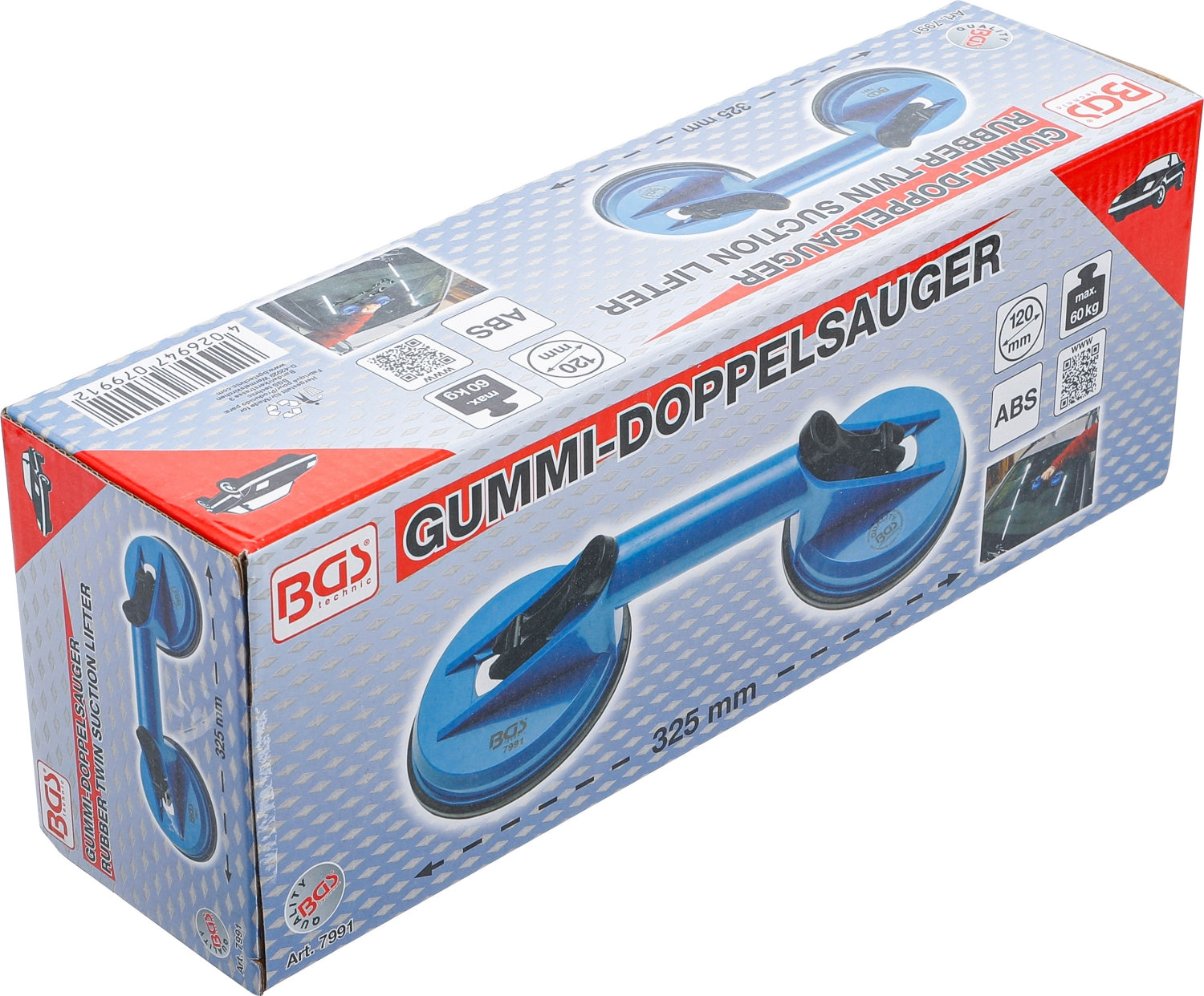 BGS 7991 Doppel Gummisauger ABS Tragfähigkeit 60kg Ø 120mm