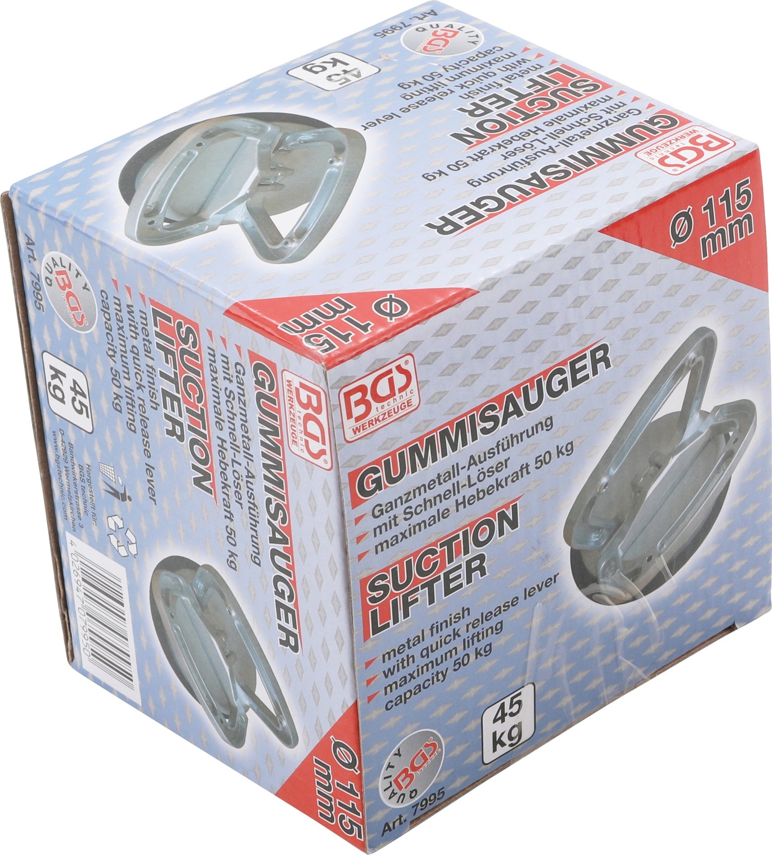 BGS 7995 Gummisauger Ganzmetall Ausführung Tragfähigkeit 45kg Ø 115mm