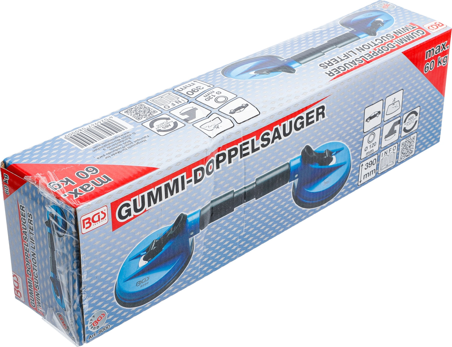 BGS 8000 Doppel Gummisauger ABS mit flexiblen Köpfen Tragfähigkeit 60kg Ø 120mm