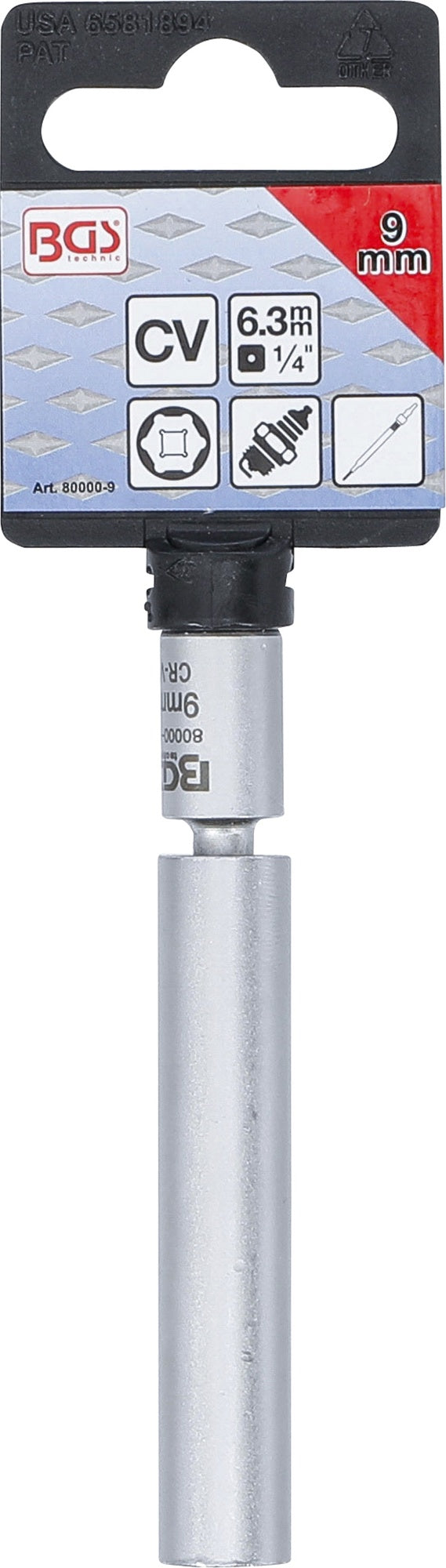 BGS 80000-9 Glühkerzen Zündkerzen Gelenkeinsatz SW 9mm Antrieb Innenvierkant 6,3mm (1/4")