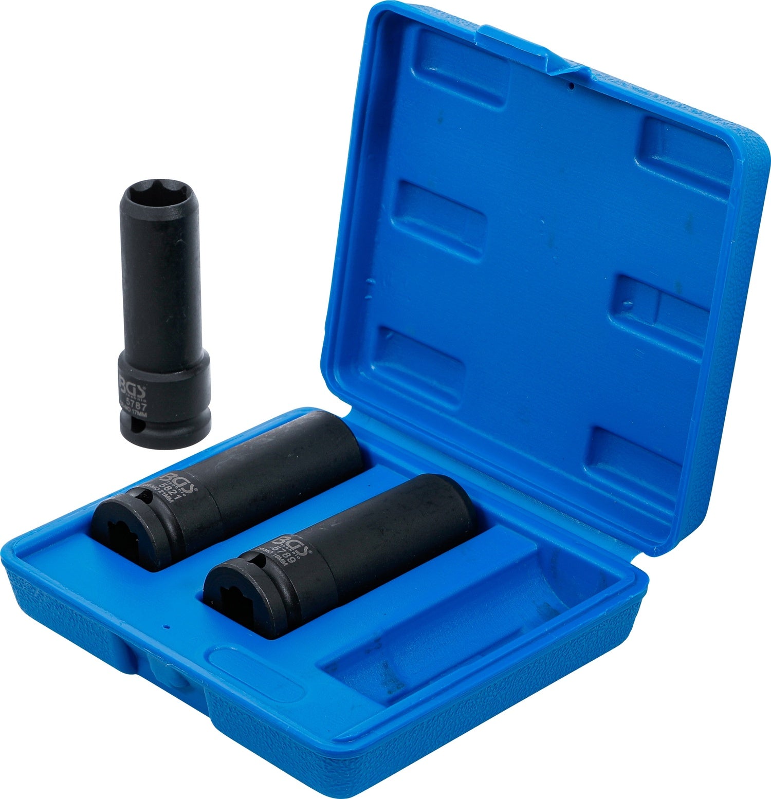 BGS 80003 Satz Kraft Spezial Steckschlüsseleinsätze Sechskant SW 17mm 19mm 21mm Antrieb 12,5mm (1/2")