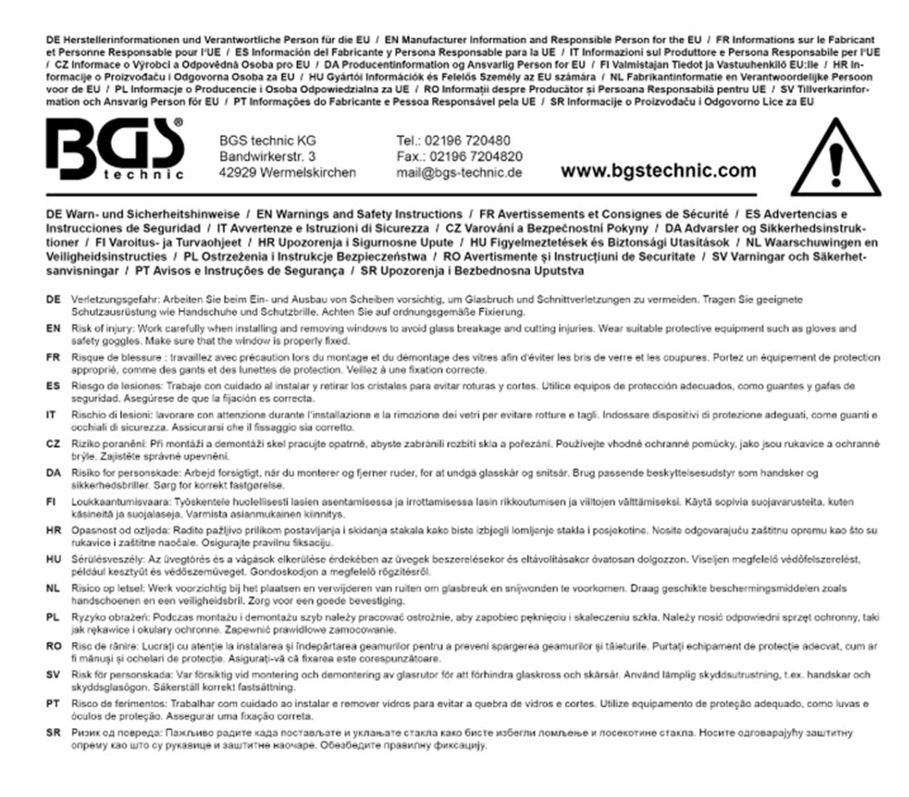 BGS 8002 Werkzeug Scheibenausbau nicht geklebte Scheiben 5 teiliger Montagesatz
