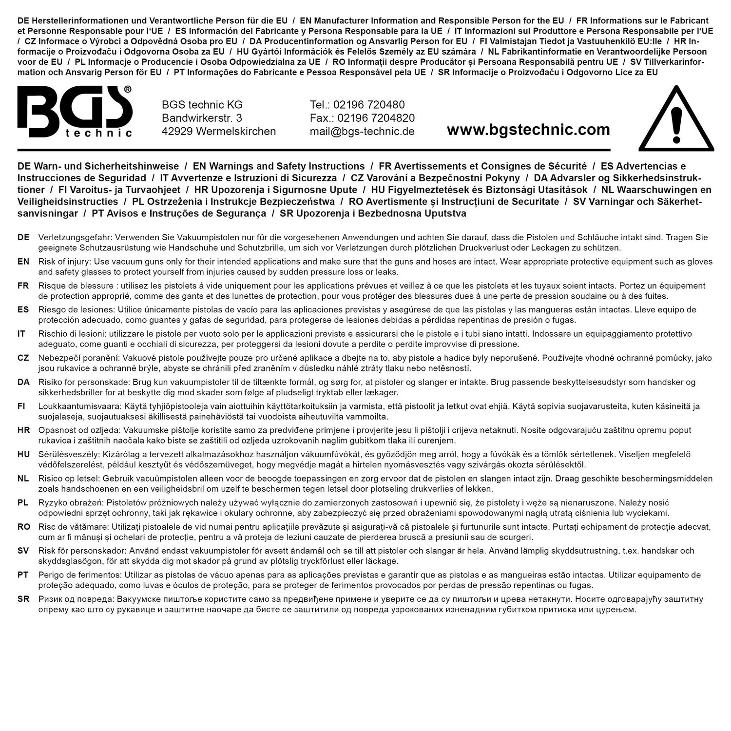 BGS 8038 Satz Vakuumpistolen mit Saug- und Druckfunktion