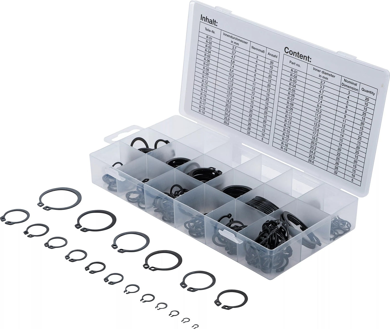 BGS 8046 Sortiment Seegerringe / Sprengringe / Aussenseegeringe 300 teilig