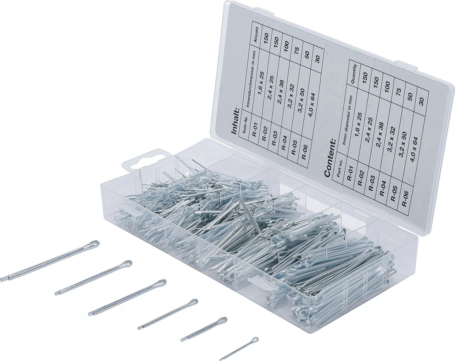 BGS 8048 Sortiment Splinte gerade Ausführung 555 teilig in einer Box