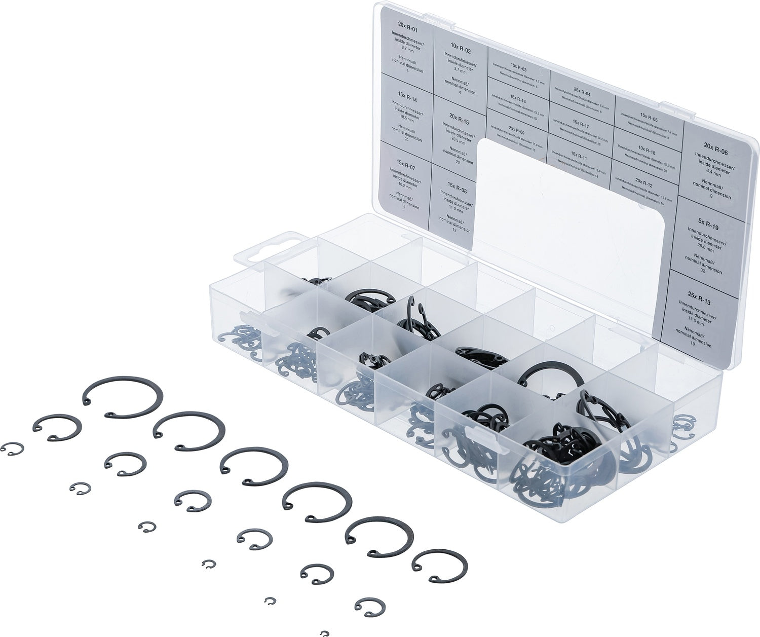 BGS 8049 Sortiment Innen Seegerringe / Sprengringe Ø 3 - 32mm 300 teilig