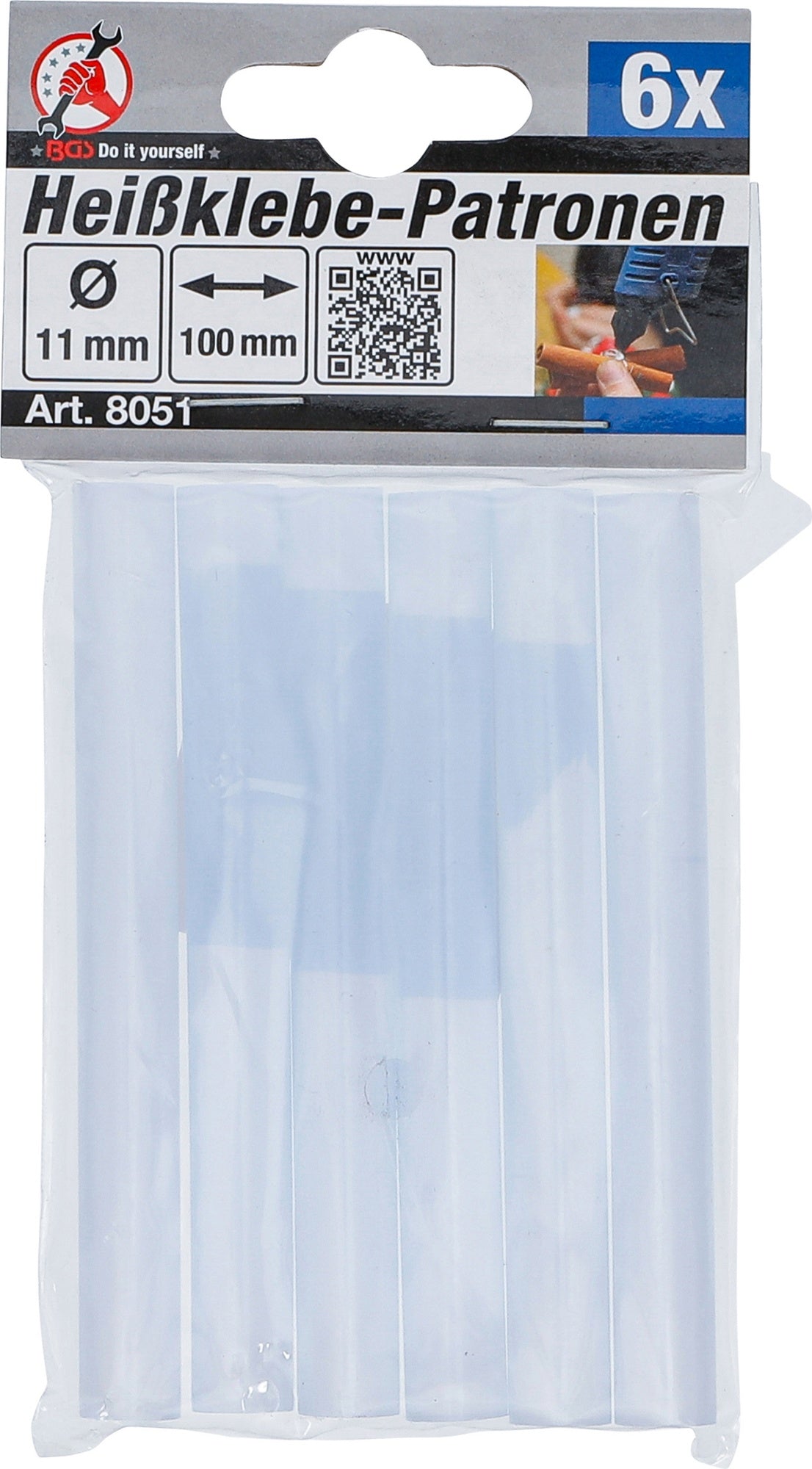 BGS 8051 Heißklebepatronen transparent Ø 11mm x 100mm 6 teilig