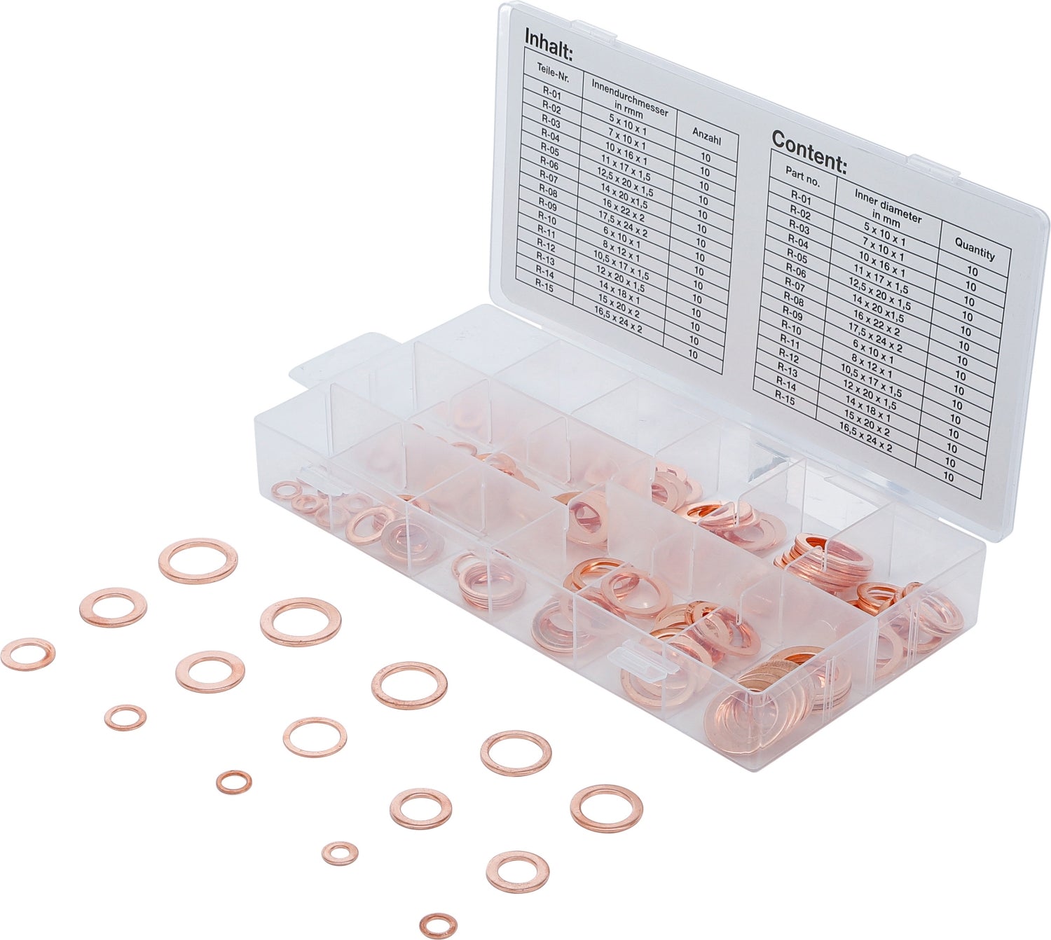 BGS 8052 Sortiment / Set Kupferringe Dichtring Kupfer Ring 150 tlg