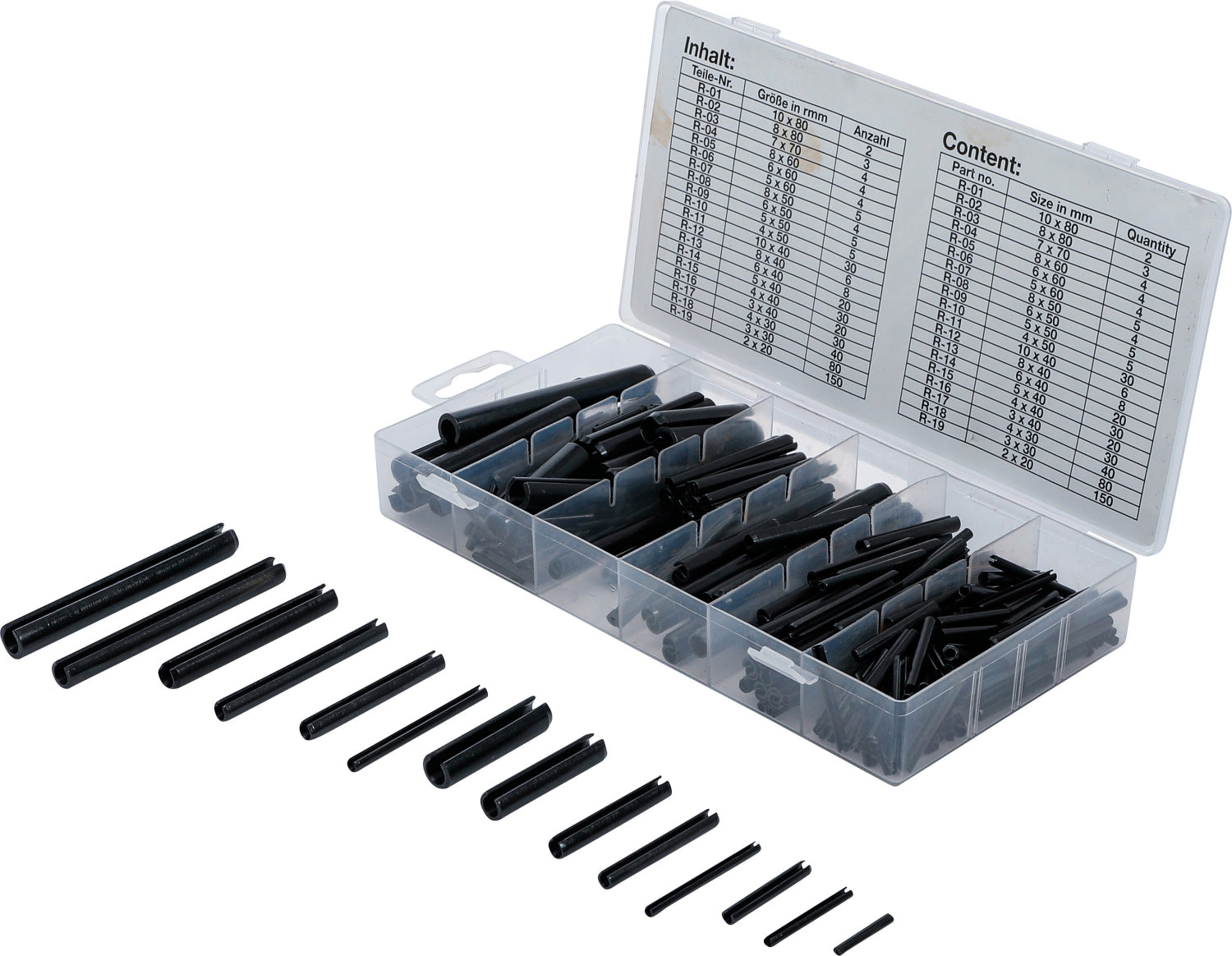 BGS 8054 Sortiment Set Hohlsplinte Spannhülsen 450 teilig