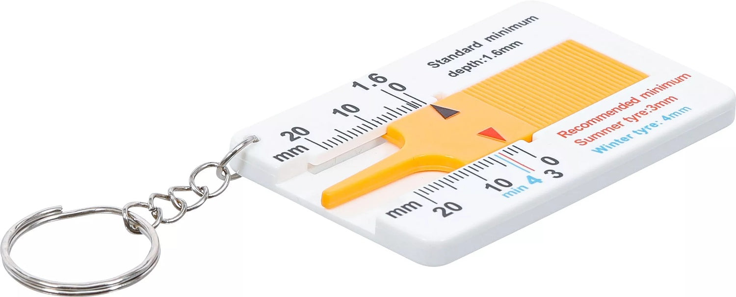 BGS DIY 80726 Profiltiefenmesser Messgerät Reifenprofiltiefe 0-20mm mit Schlüsselanhänger