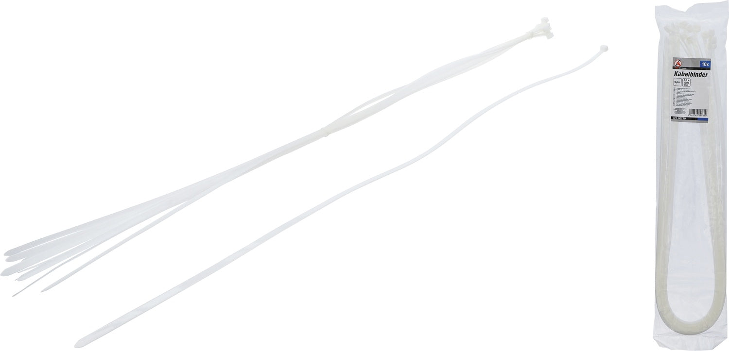 BGS DIY 80779 Sortiment Kabelbinder weiß 8 x 1000mm 10 teilig