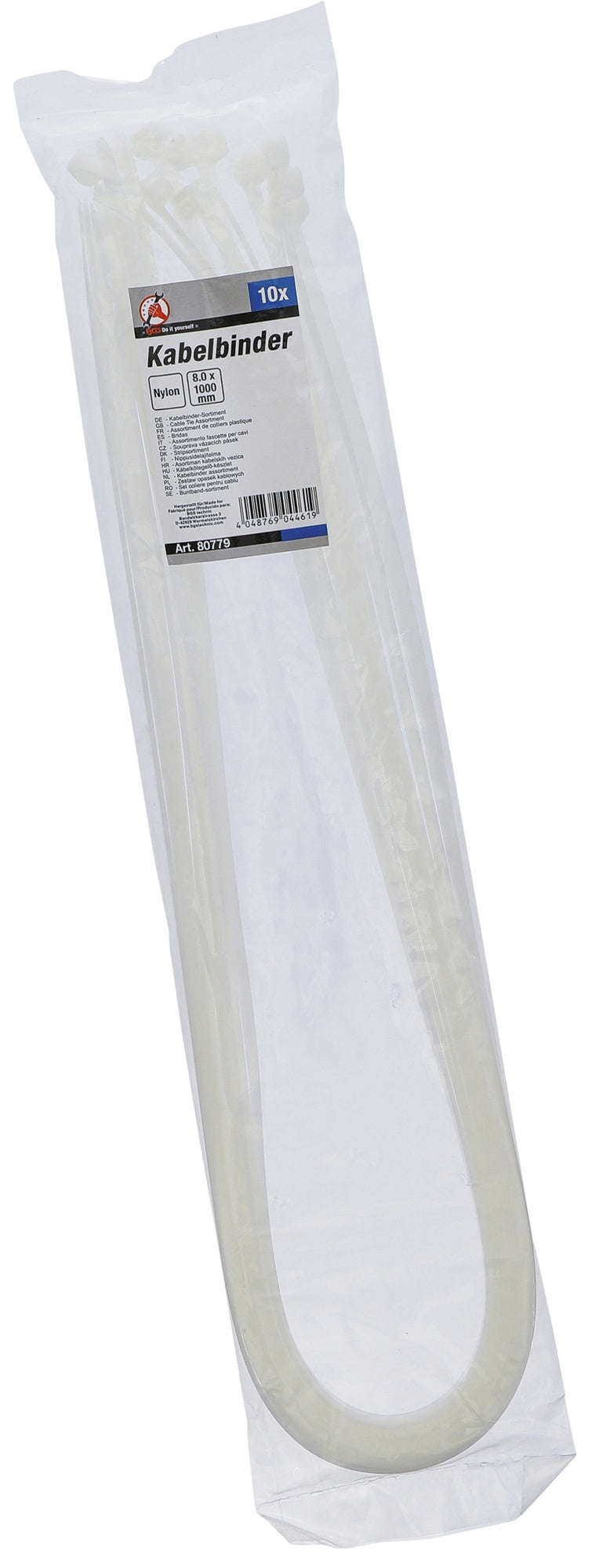 BGS DIY 80779 Sortiment Kabelbinder weiß 8 x 1000mm 10 teilig