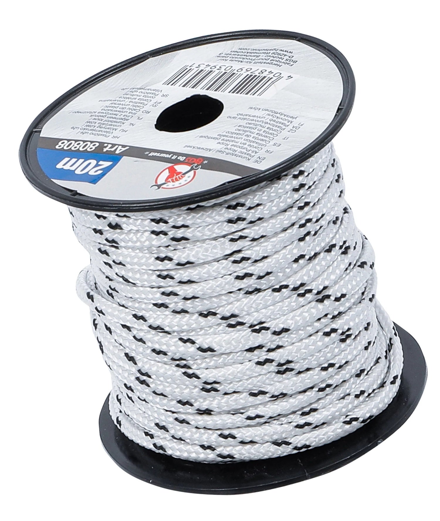 BGS DIY 80808 Kunststoffseil Allzweckseil Länge 20 Meter Ø3mm schwarz/weiß