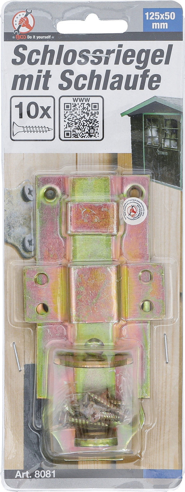 BGS DIY 8081 Schlossriegel mit Schlaufe 125 x 50mm