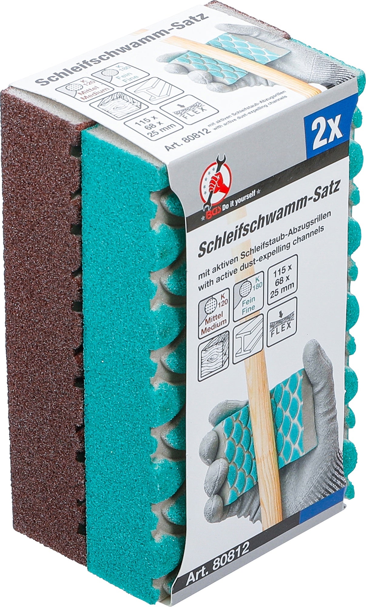 BGS DIY 80812 Satz Schleifschwamm K 120 / 180 2 teilig