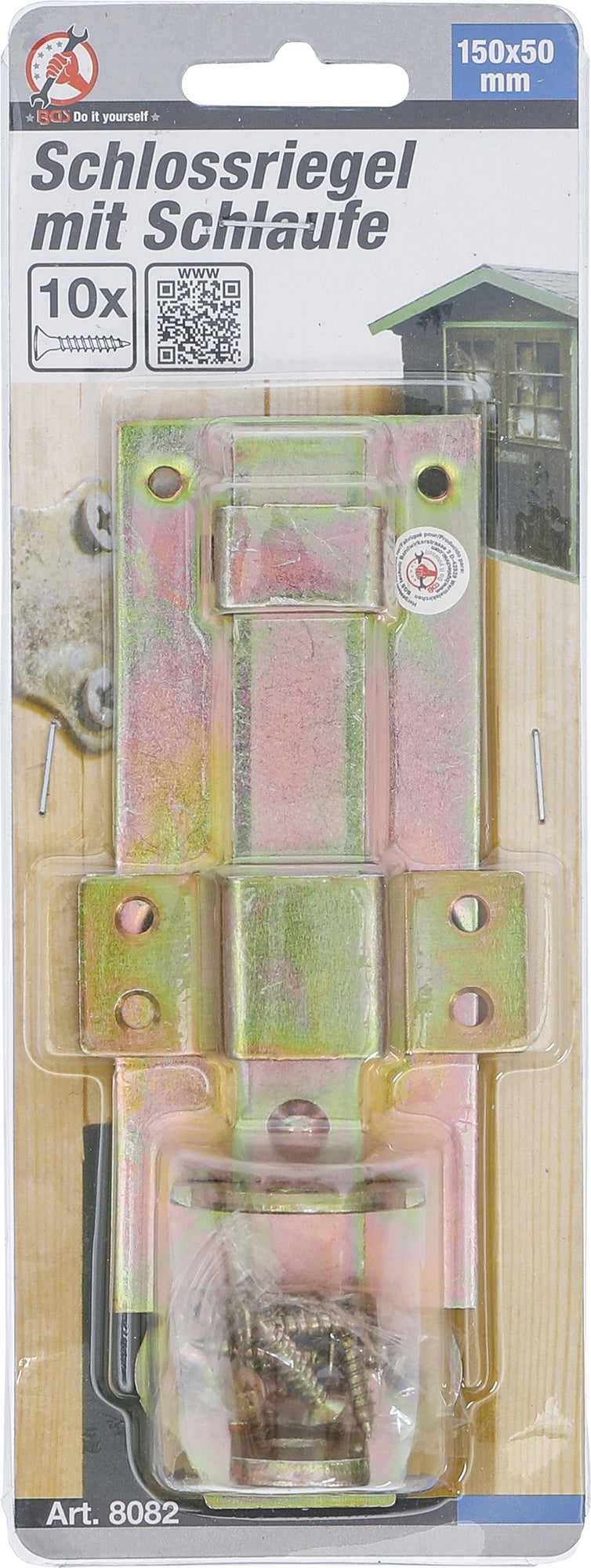 BGS DIY 8082 Schlossriegel mit Schlaufe 150 x 50mm